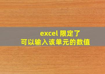 excel 限定了可以输入该单元的数值